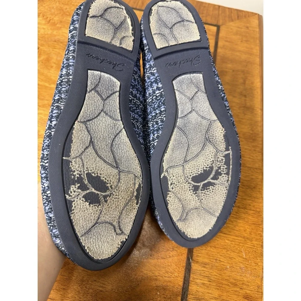 Skechers Cleo Round our Moment Women's 10 Knit Ballet Flats Navy White Foam Cool